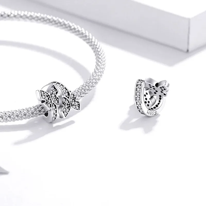(image for) Pandora Style Butterflies Around Charm - BSC379 - View 4