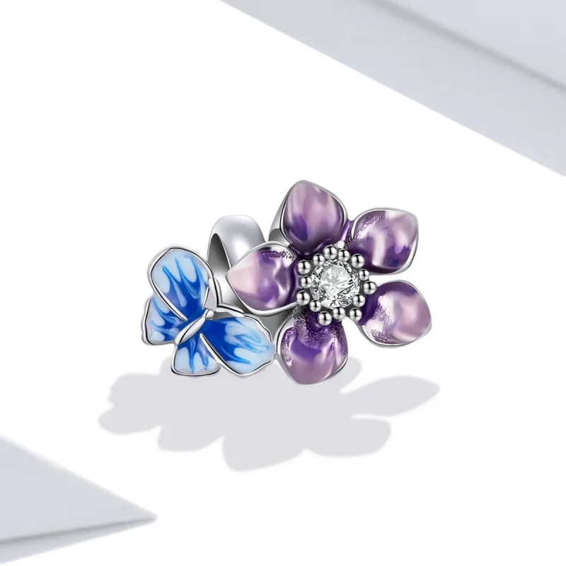 (image for) Pandora Style Butterfly Flower Charm - SCC2094 - View 2