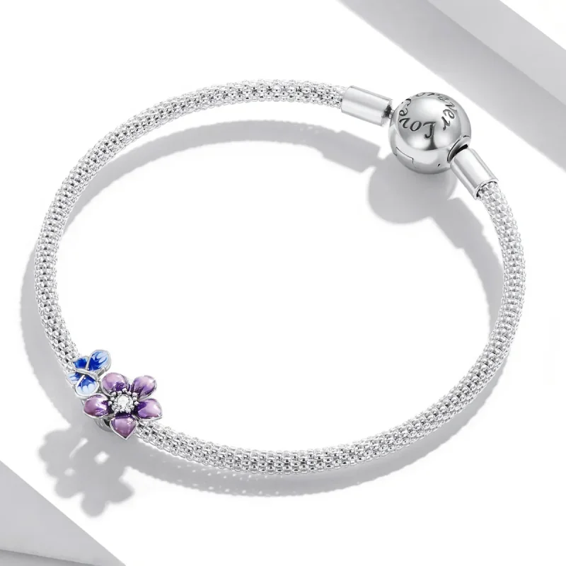 (image for) Pandora Style Butterfly Flower Charm - SCC2094 - View 3