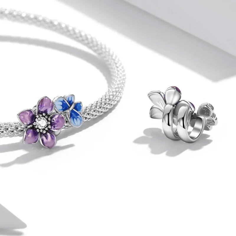 (image for) Pandora Style Butterfly Flower Charm - SCC2094 - View 4