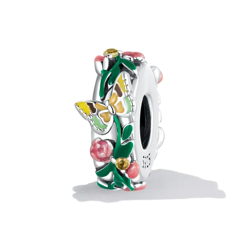 (image for) Pandora Style Butterfly Flower Spacer Charm - SCC2251 - View 2