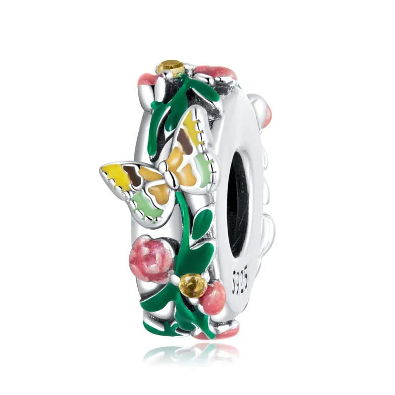 (image for) Pandora Style Butterfly Flower Spacer Charm - SCC2251