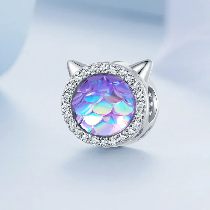 (image for) Pandora Style Cat Head Fish Scale Charm - BSC703 - View 2