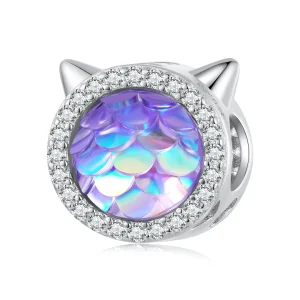 (image for) Pandora Style Cat Head Fish Scale Charm - BSC703
