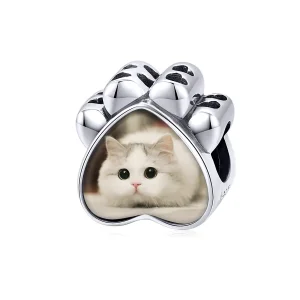 (image for) Pandora Style Cat Paw Personalized Photo Charm - SCC1436