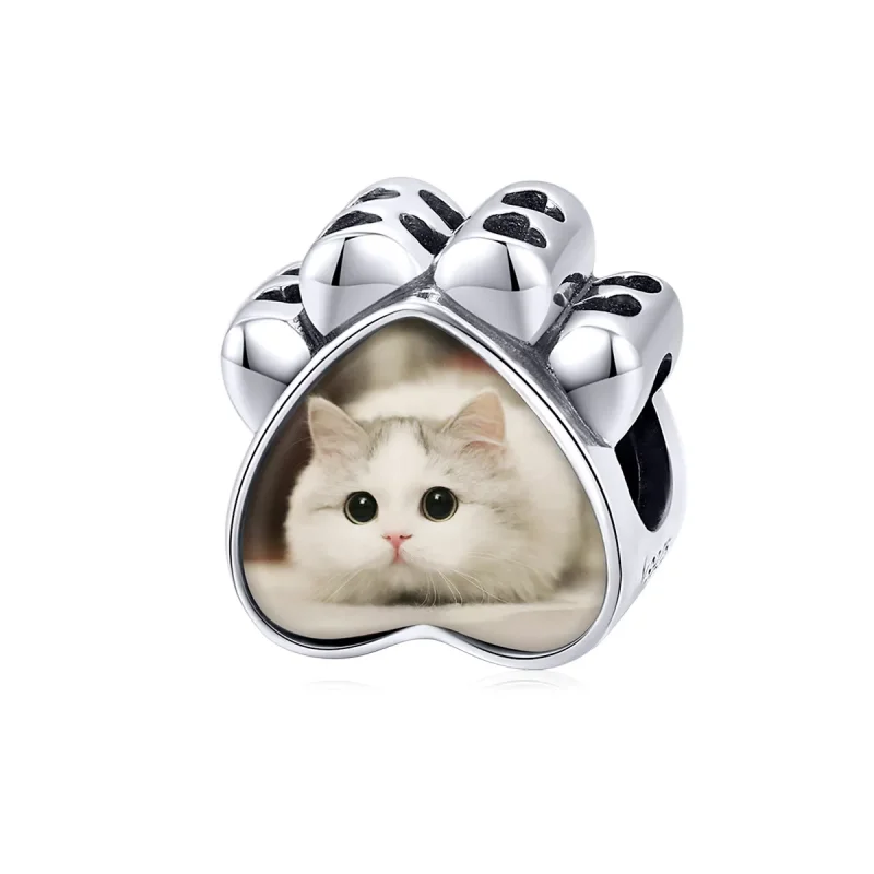 (image for) Pandora Style Cat Paw Personalized Photo Charm - SCC1436