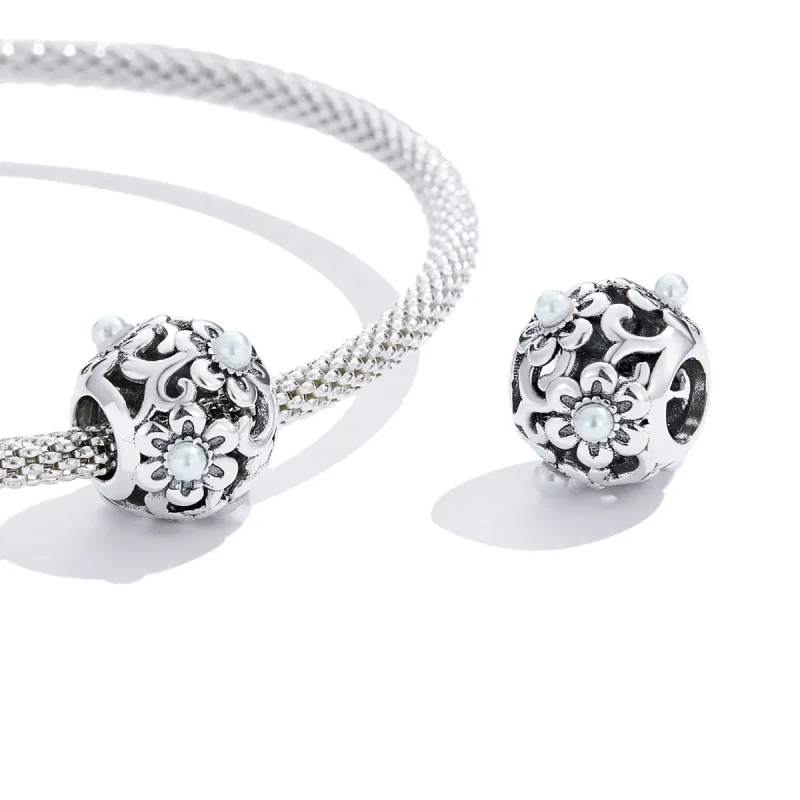 (image for) Pandora Style Classical Flowers Charm - SCC2182 - View 3