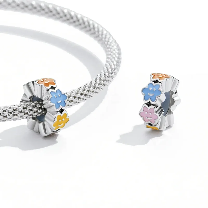(image for) Pandora Style Colorful Cloud Smiley Face Charm - SCC2188 - View 3