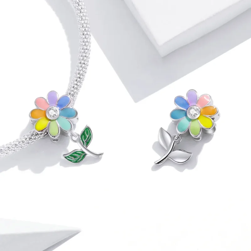 (image for) Pandora Style Colorful Sunflower Charm - SCC2088 - View 4