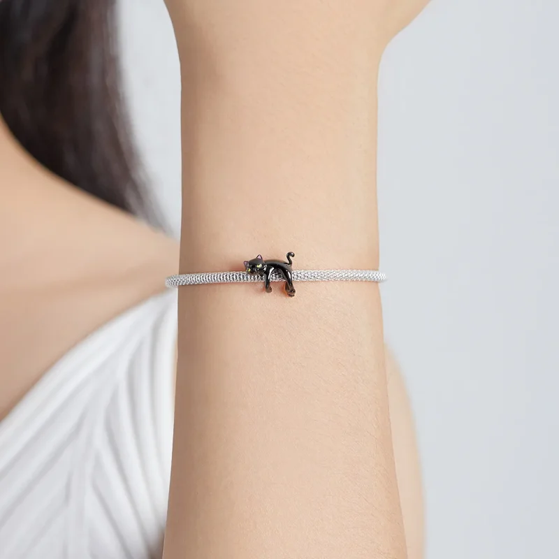 (image for) Pandora Style Cute Black Cat Charm - BSC520 - View 5