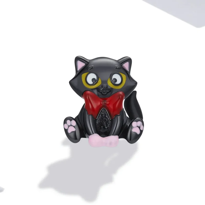 (image for) Pandora Style Elegant Black Cat Charm - SCC2031 - View 2