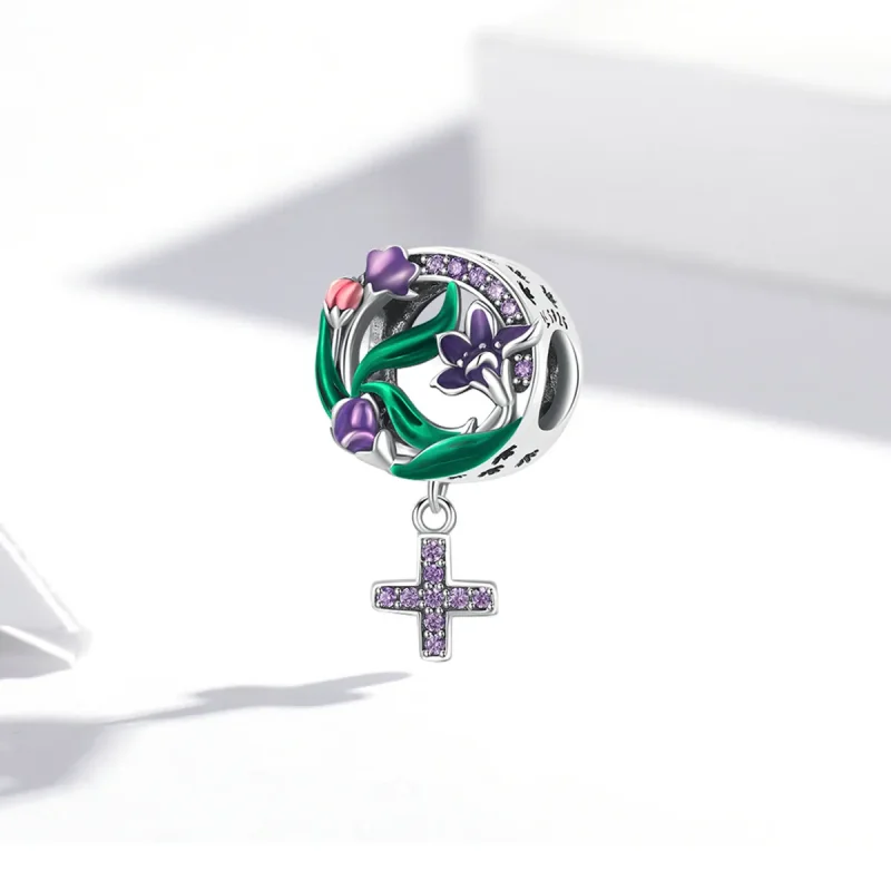 (image for) Pandora Style Feminine Power - Flower Cross Charm - SCC2142 - View 2