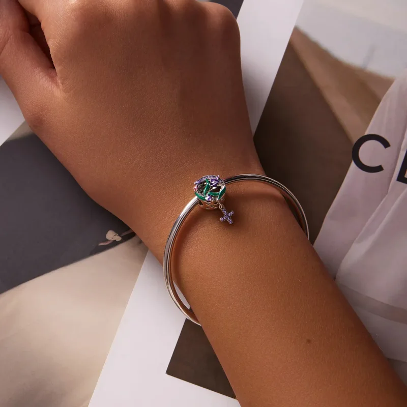 (image for) Pandora Style Feminine Power - Flower Cross Charm - SCC2142 - View 5