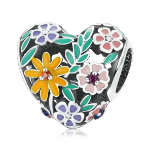 (image for) Pandora Style Flower Heart Charm - BSC590