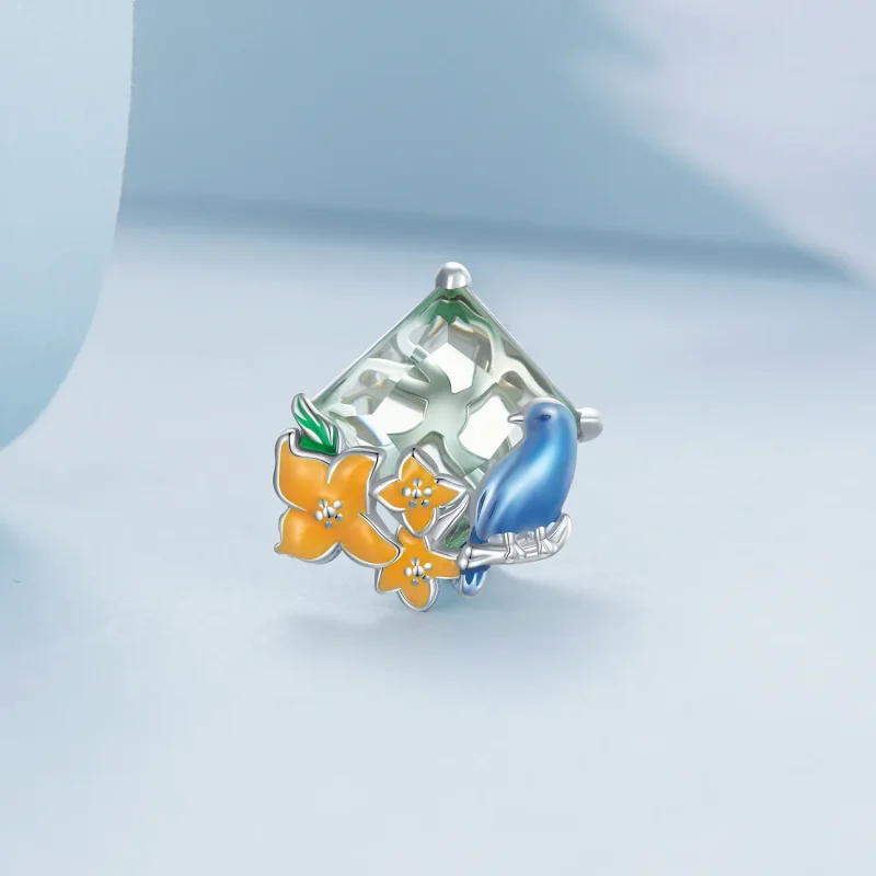 (image for) Pandora Style Flowers and Birds Charm - BSC646 - View 2