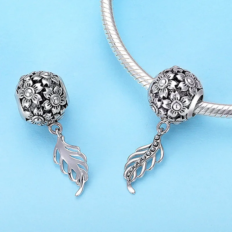 (image for) Pandora Style Flowers and Leaves Charm - SCC715 - View 2