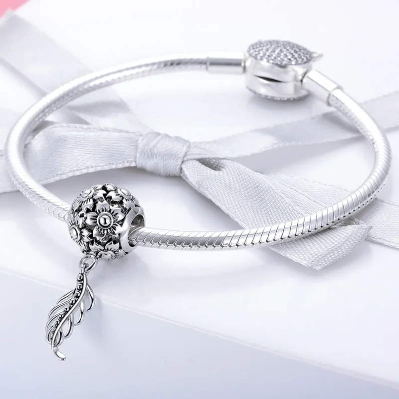 (image for) Pandora Style Flowers and Leaves Charm - SCC715 - View 3