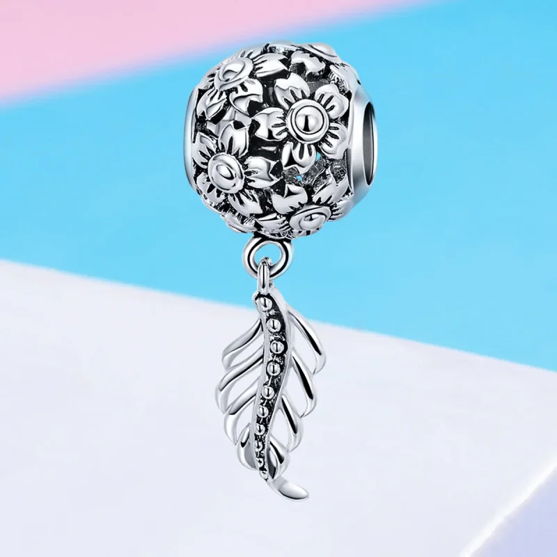 (image for) Pandora Style Flowers and Leaves Charm - SCC715 - View 4