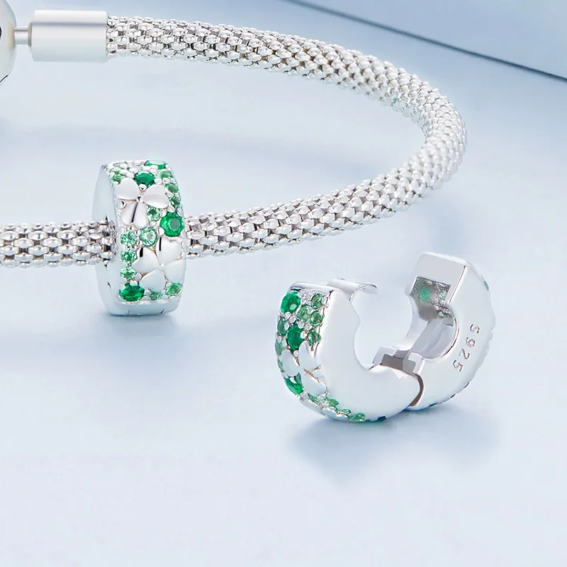 (image for) Pandora Style Four Leaf Clover Clip - BSC678 - View 4