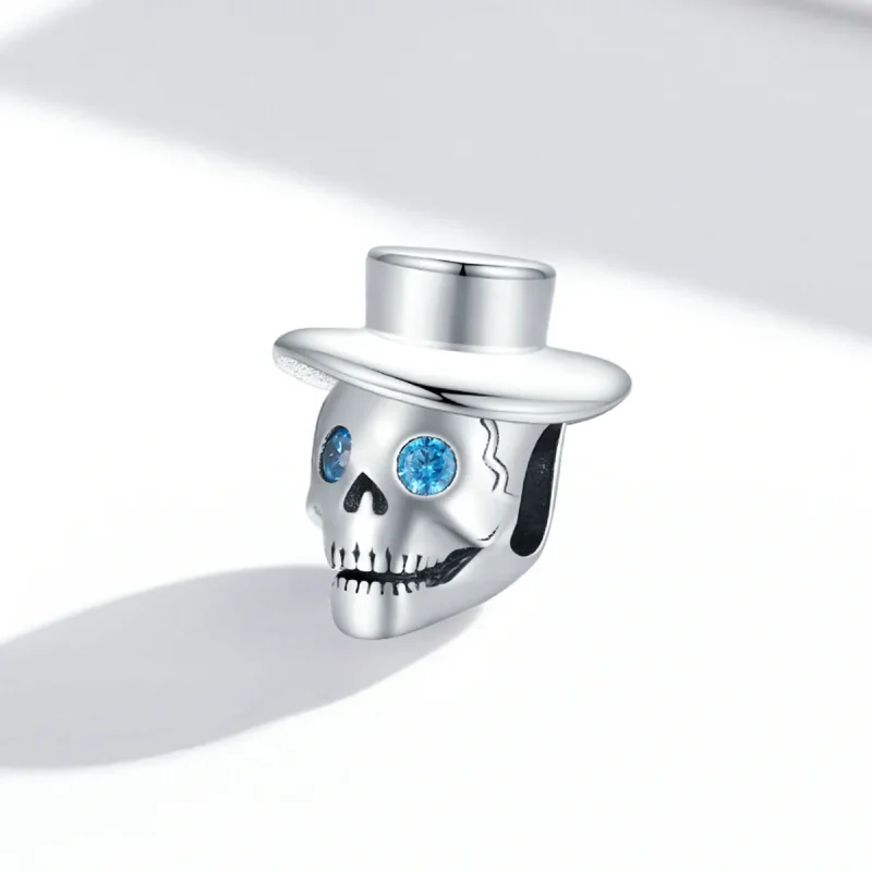 (image for) Pandora Style Gentleman Skull Charm - BSC525 - View 2