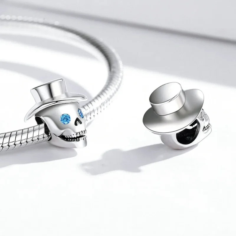 (image for) Pandora Style Gentleman Skull Charm - BSC525 - View 3
