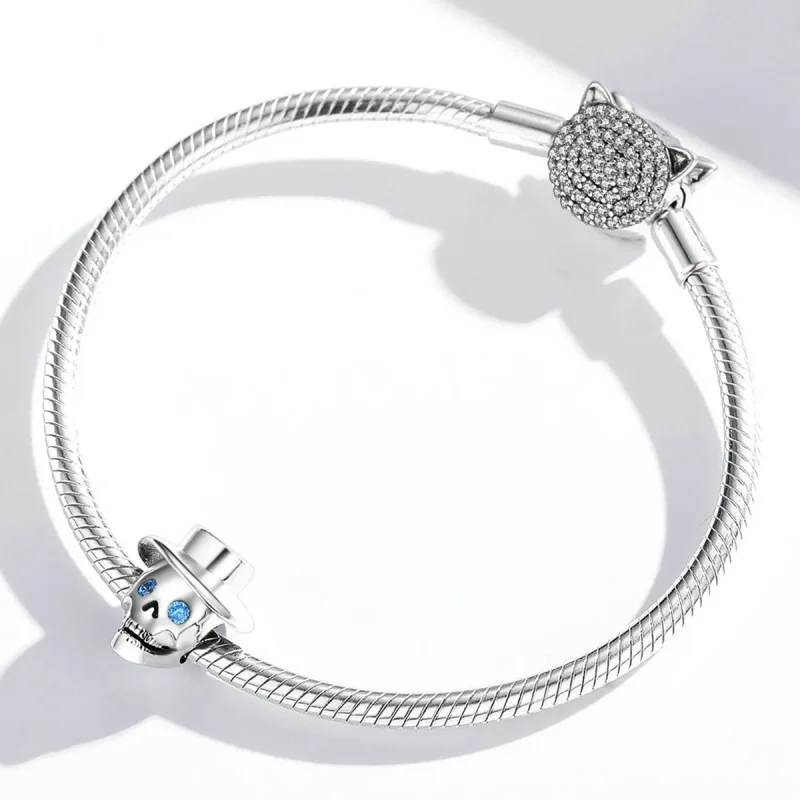 (image for) Pandora Style Gentleman Skull Charm - BSC525 - View 4