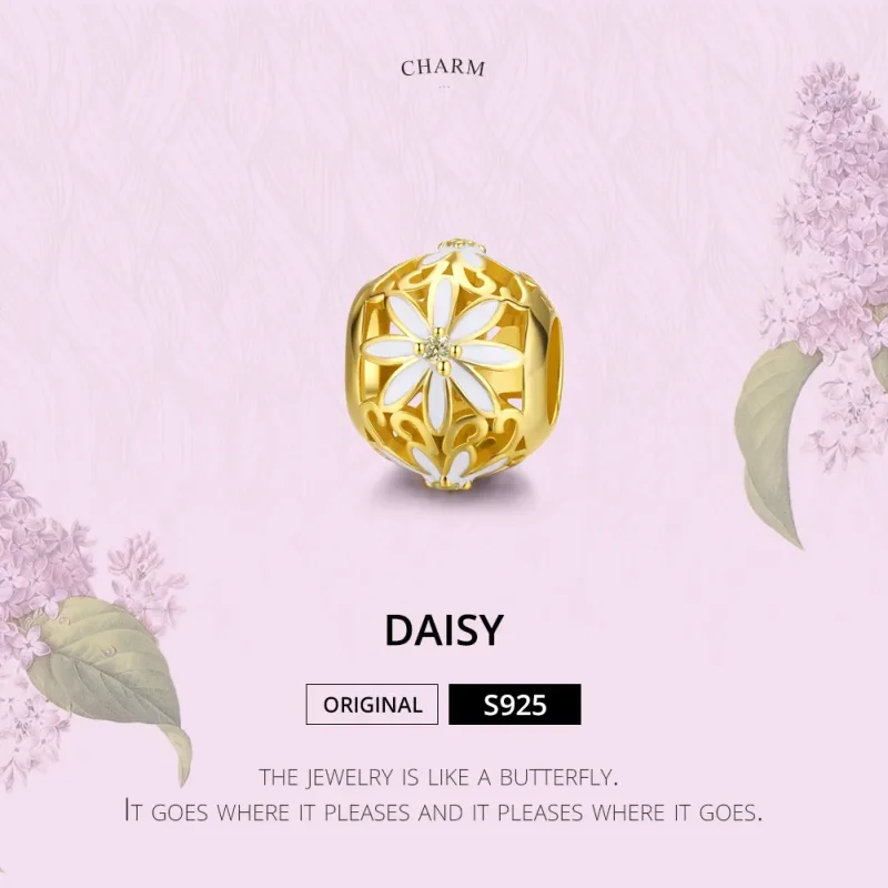(image for) Pandora Style Gold-Plated Daisy Charm - SCC1216 - View 2