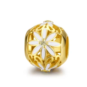 Pandora Style Gold-Plated Daisy Charm - SCC1216 (image for) Pandora Style Gold-Plated Daisy Charm - SCC1216