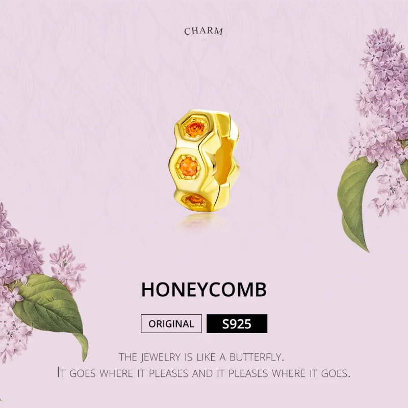 (image for) Pandora Style Gold-Plated Honeycomb Spacer - SCC1170 - View 2
