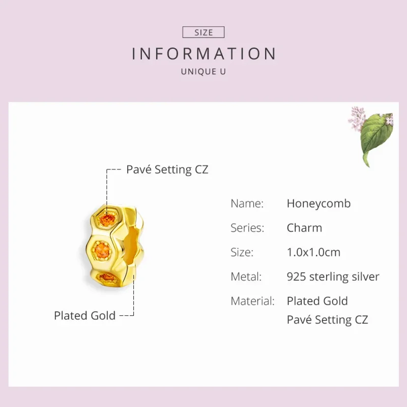 (image for) Pandora Style Gold-Plated Honeycomb Spacer - SCC1170 - View 3