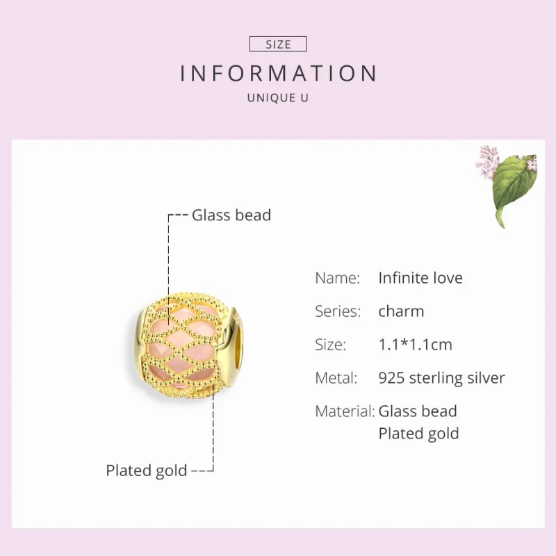 (image for) Pandora Style Gold-Plated Infinite Love Charm - SCC1315 - View 3