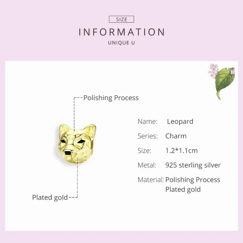 (image for) Pandora Style Gold-Plated Leopard Charm - SCC1252 - View 3