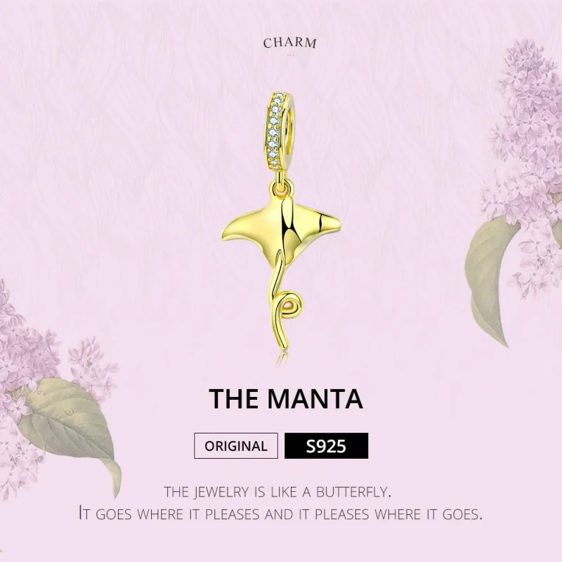 (image for) Pandora Style Gold-Plated Manta Dangle - SCC1275 - View 2