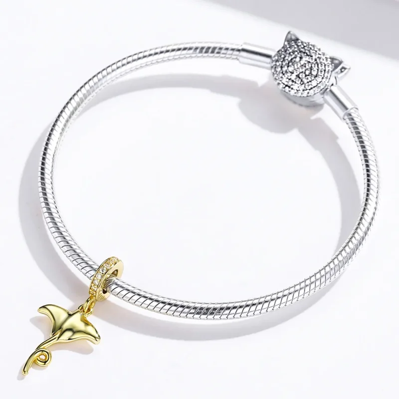 (image for) Pandora Style Gold-Plated Manta Dangle - SCC1275 - View 4