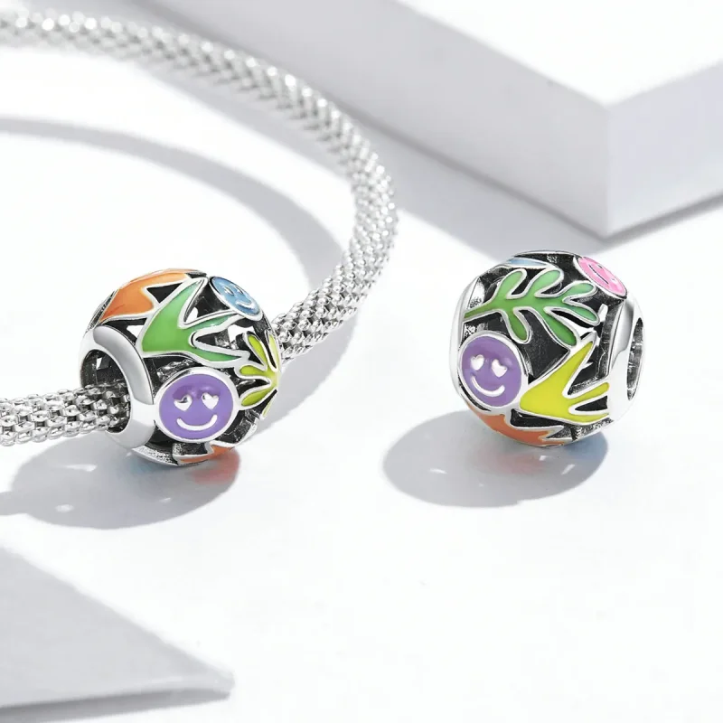 (image for) Pandora Style Grass Smiley Charm - SCC2163 - View 4