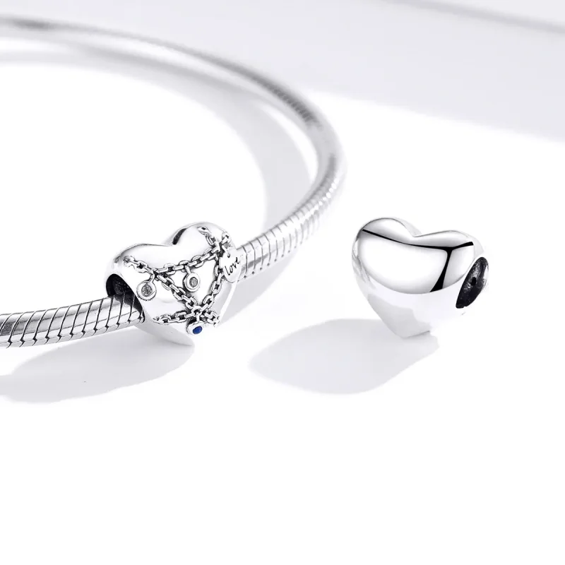 (image for) Pandora Style Heart Lock Charm - SCC1538 - View 2
