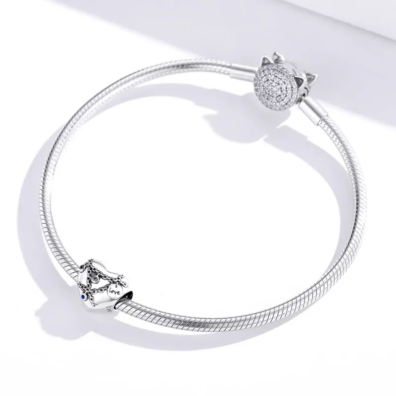 (image for) Pandora Style Heart Lock Charm - SCC1538 - View 3