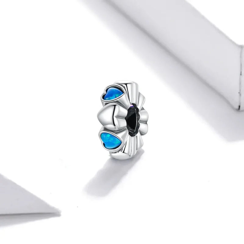 (image for) Pandora Style Heart Opal Spacer Charm - BSC435 - View 2