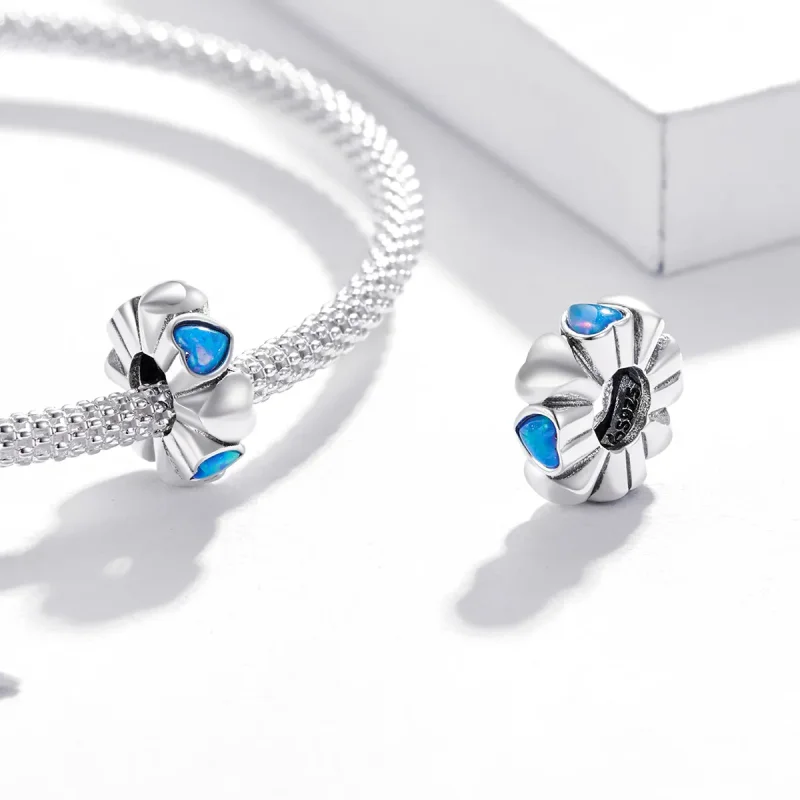 (image for) Pandora Style Heart Opal Spacer Charm - BSC435 - View 4