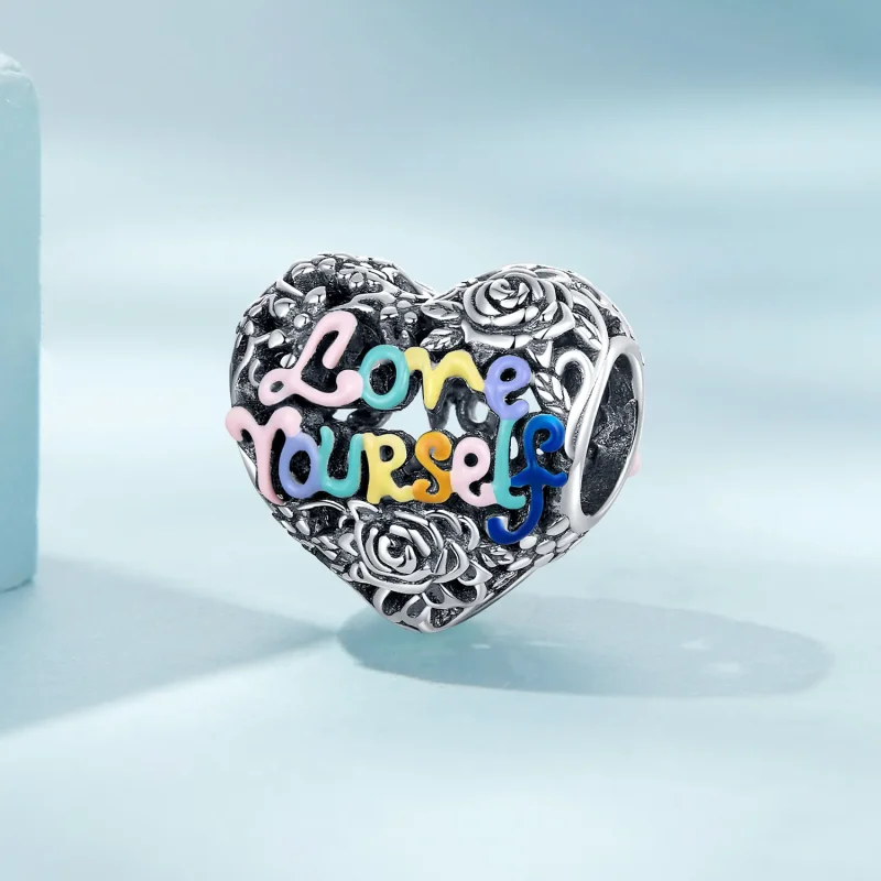 (image for) Pandora Style Heart Pattern Charm - SCC2354 - View 2