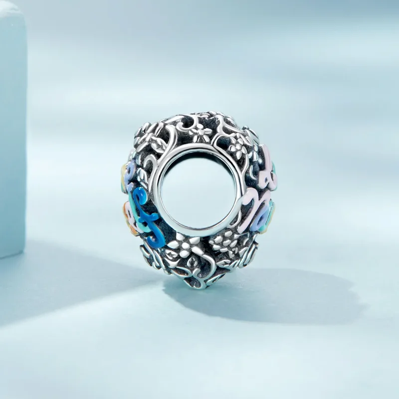(image for) Pandora Style Heart Pattern Charm - SCC2354 - View 3