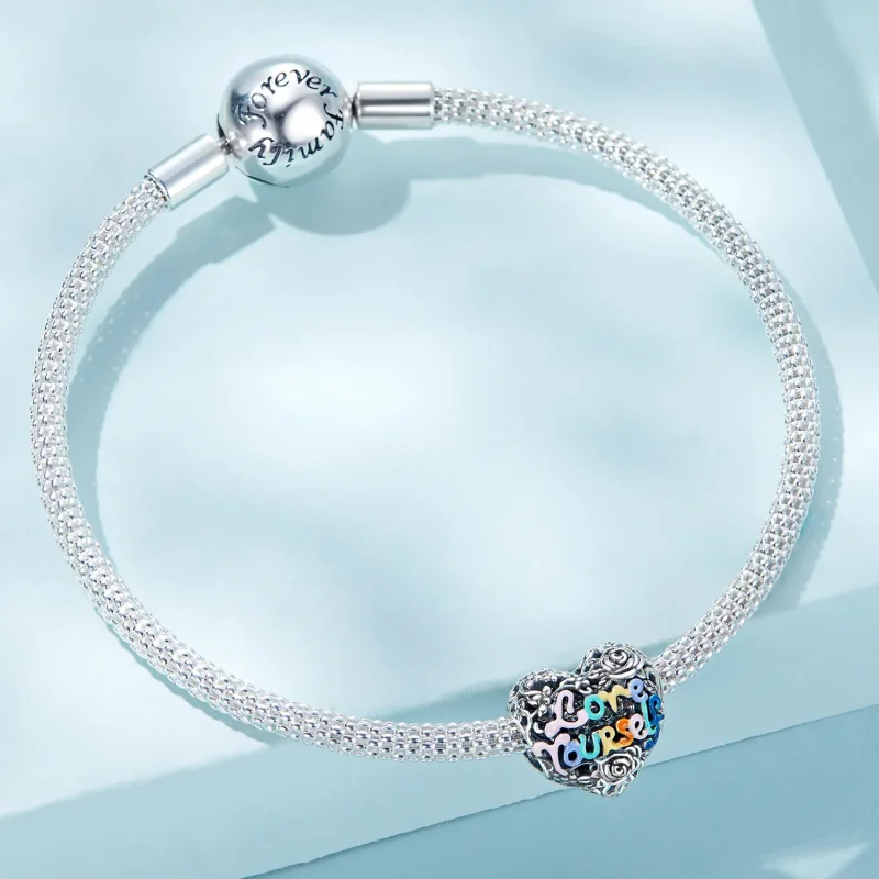(image for) Pandora Style Heart Pattern Charm - SCC2354 - View 4