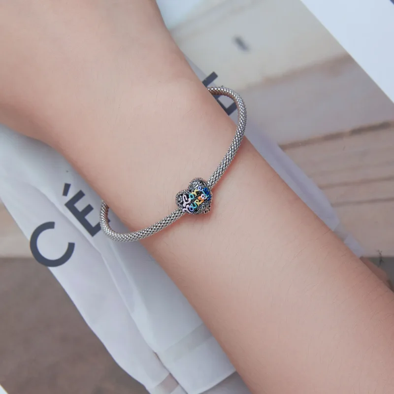 (image for) Pandora Style Heart Pattern Charm - SCC2354 - View 5
