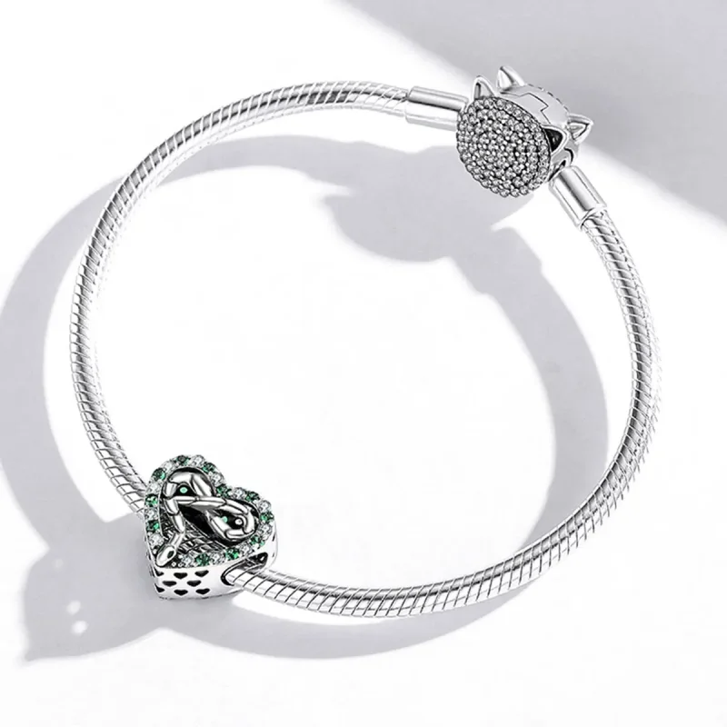 (image for) Pandora Style Heart Snake Charm - BSC507 - View 4