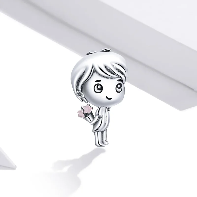 (image for) Pandora Style Heartbeat Boy Charm - BSC400 - View 2