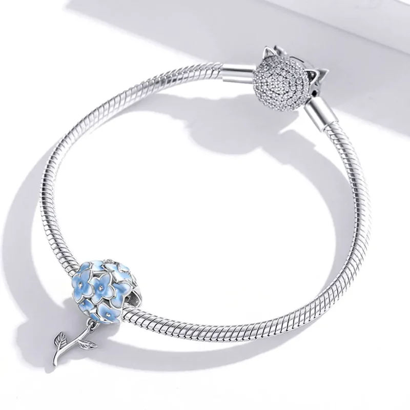 (image for) Pandora Style Hydrangea Charm - BSC392 - View 3