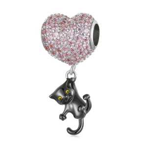 (image for) Pandora Style Love Balloon Black Cat Charm - SCC2115