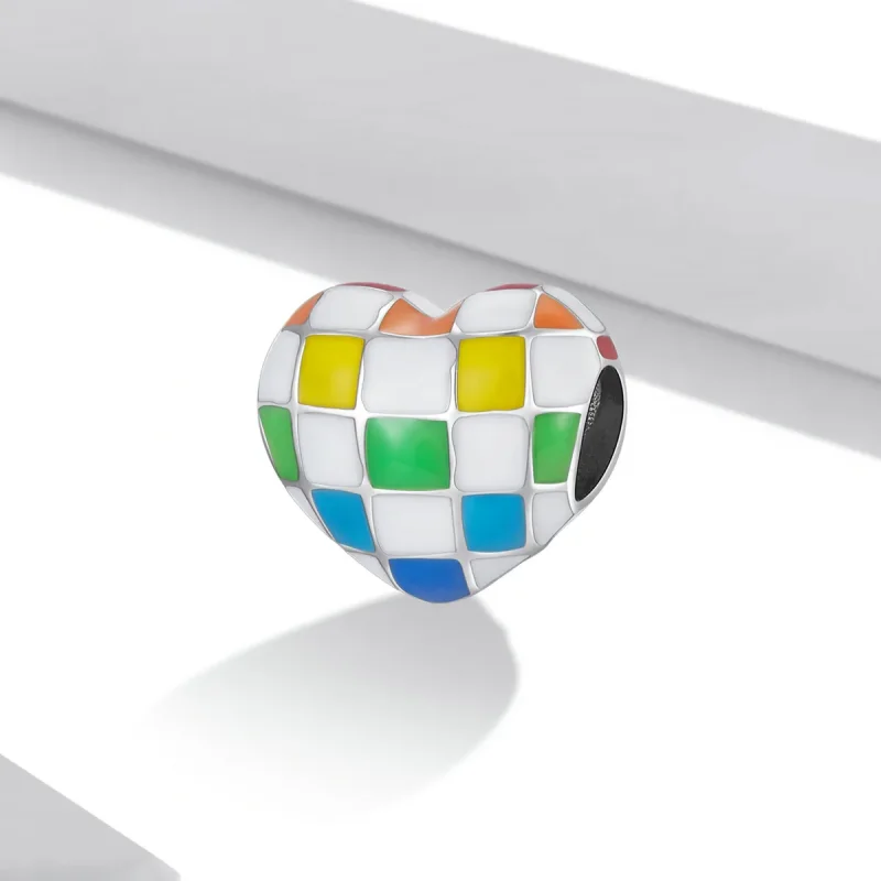 (image for) Pandora Style Love Rainbow Checkerboard Charm - SCC2131 - View 2
