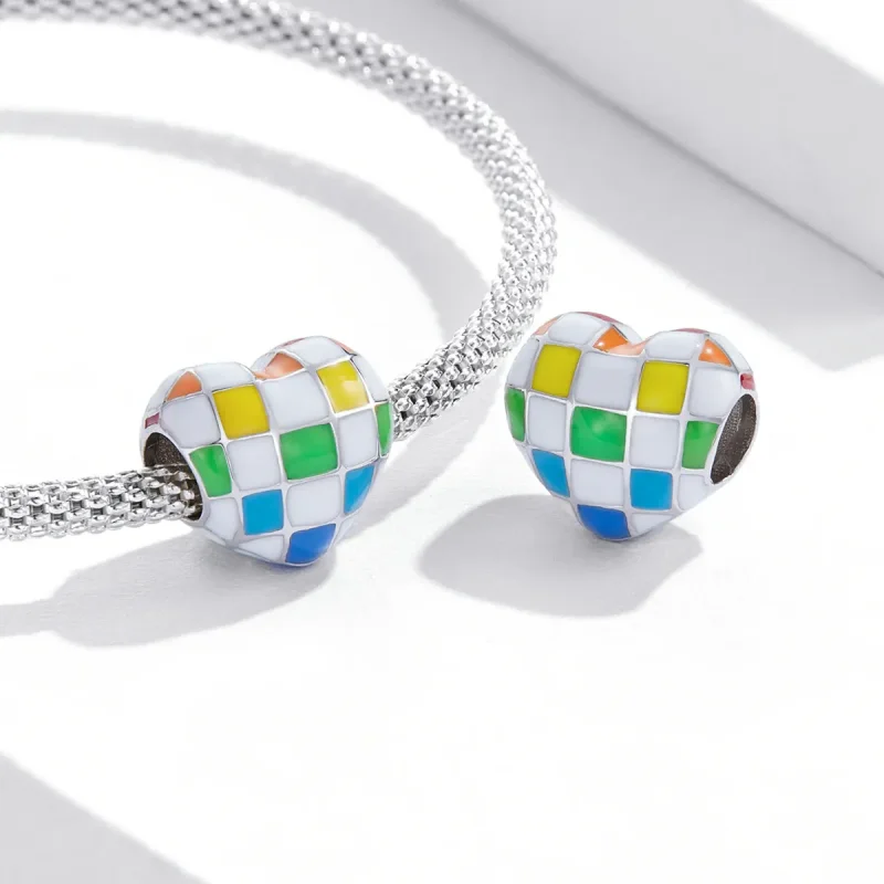 (image for) Pandora Style Love Rainbow Checkerboard Charm - SCC2131 - View 4