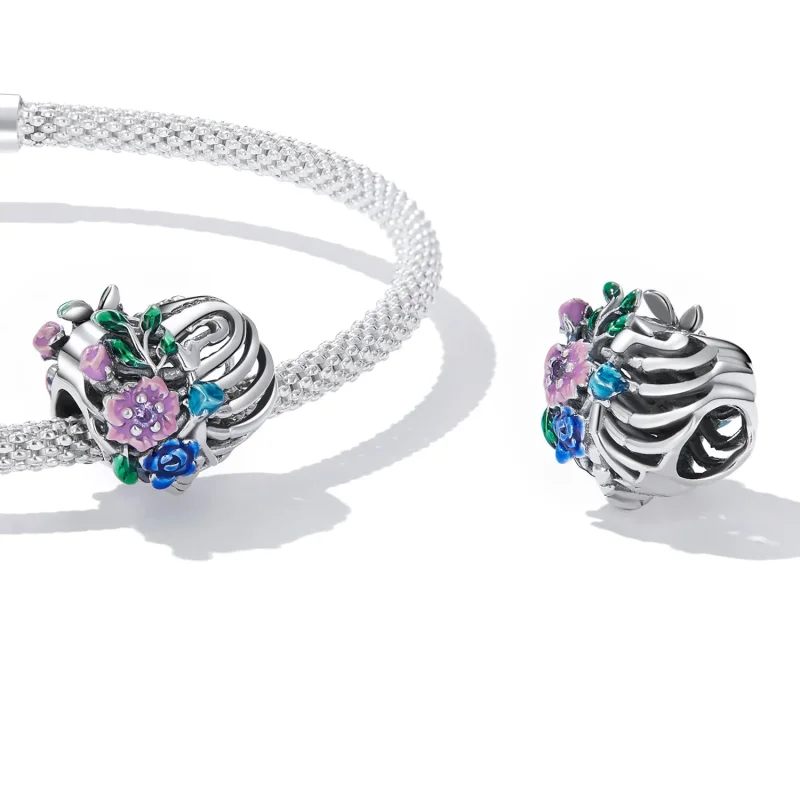 (image for) Pandora Style Love Rib Flower Charm - SCC2239 - View 4